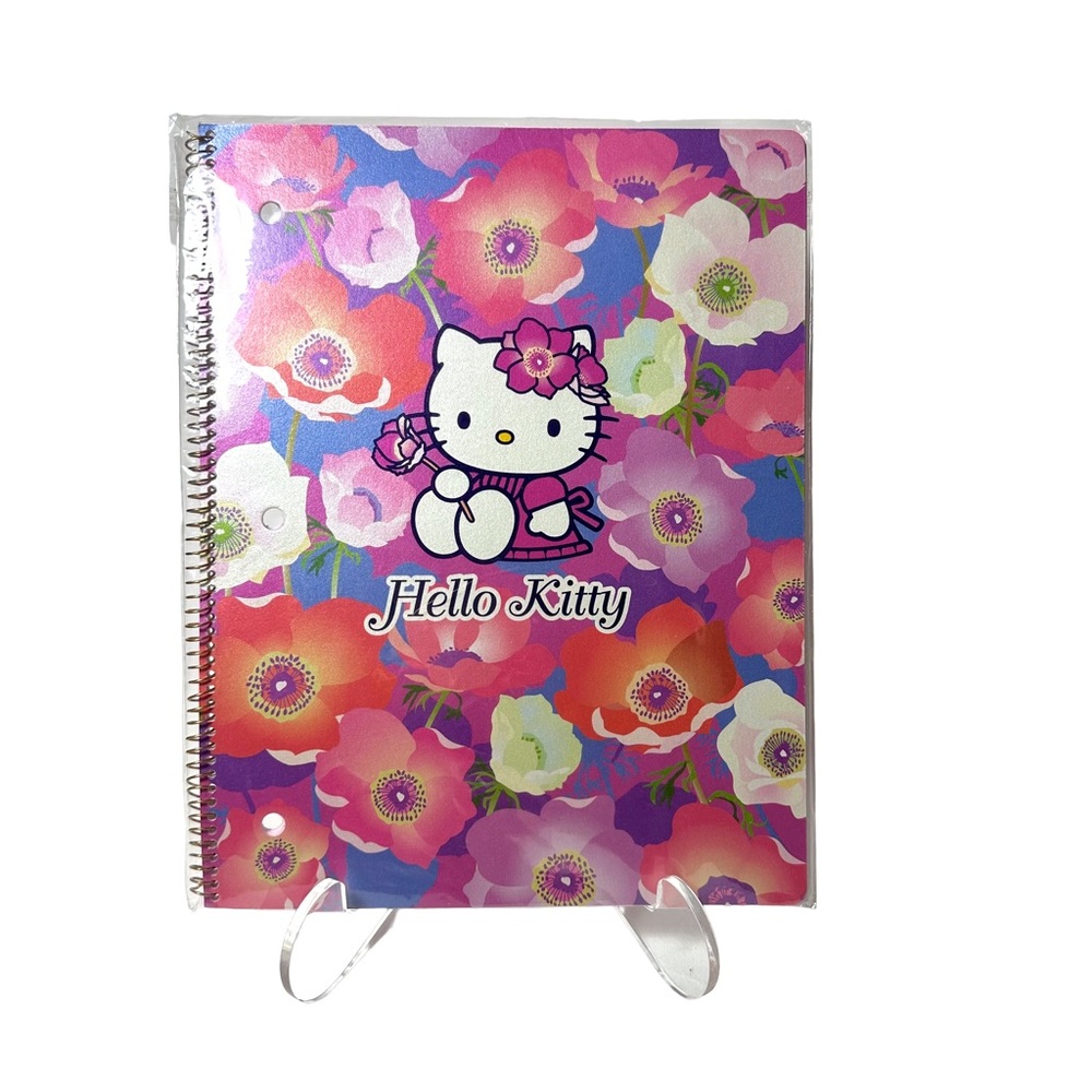 Vintage Hello Kitty Spiral Notebook Flower Power Poppies Sanrio 2002 y2k 00s